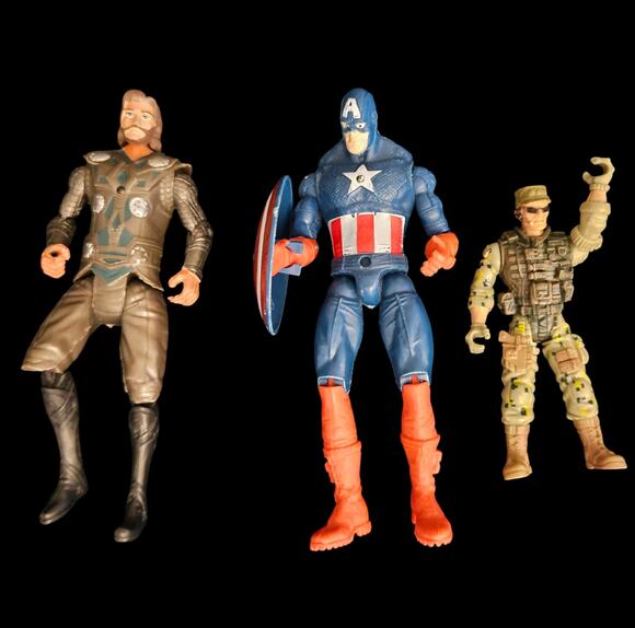 None and/or Unknown Other - Marvel Captain America Red Skull Military Soldier Action Figures Lot of 3